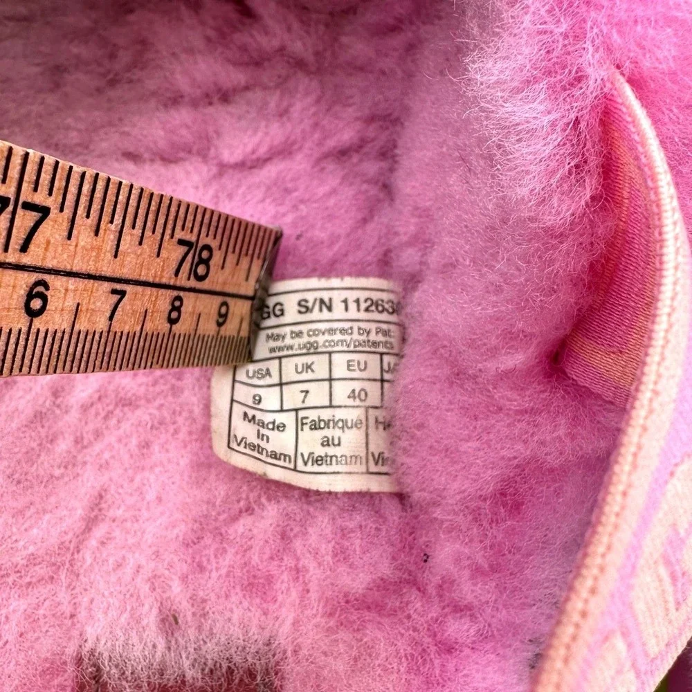 UGG Funkette Pink Platform Slingback Rainbow Sole Shearling Women's Size 9